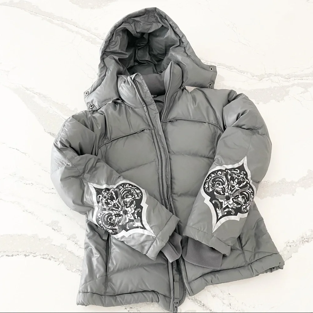 Athleta Grey Down Puffer Jacket - Picture 1 of 16